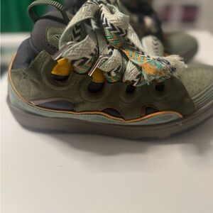 Lanvin Curb Sneakers in Olive and Mustard